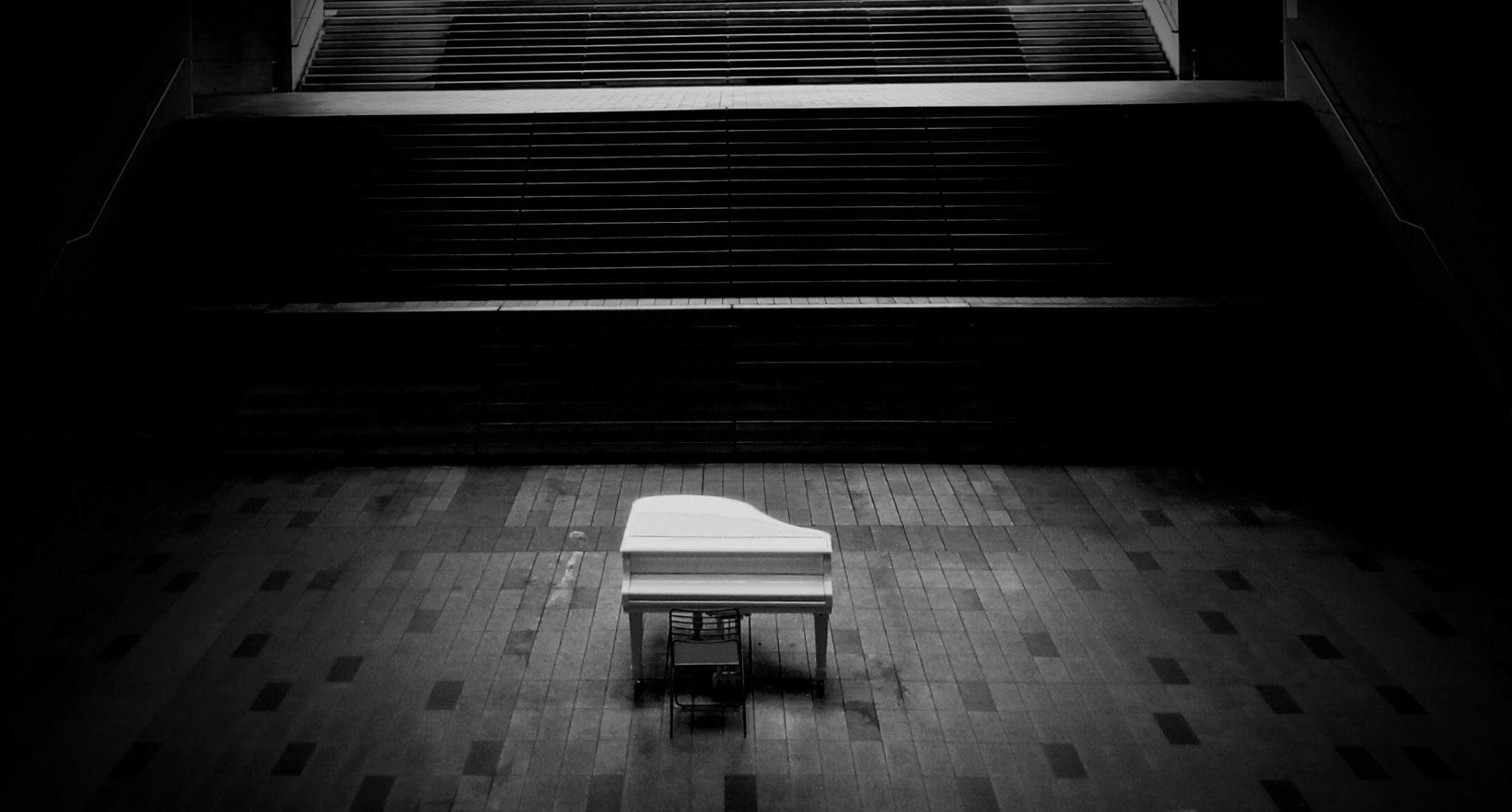 Piano in empty room